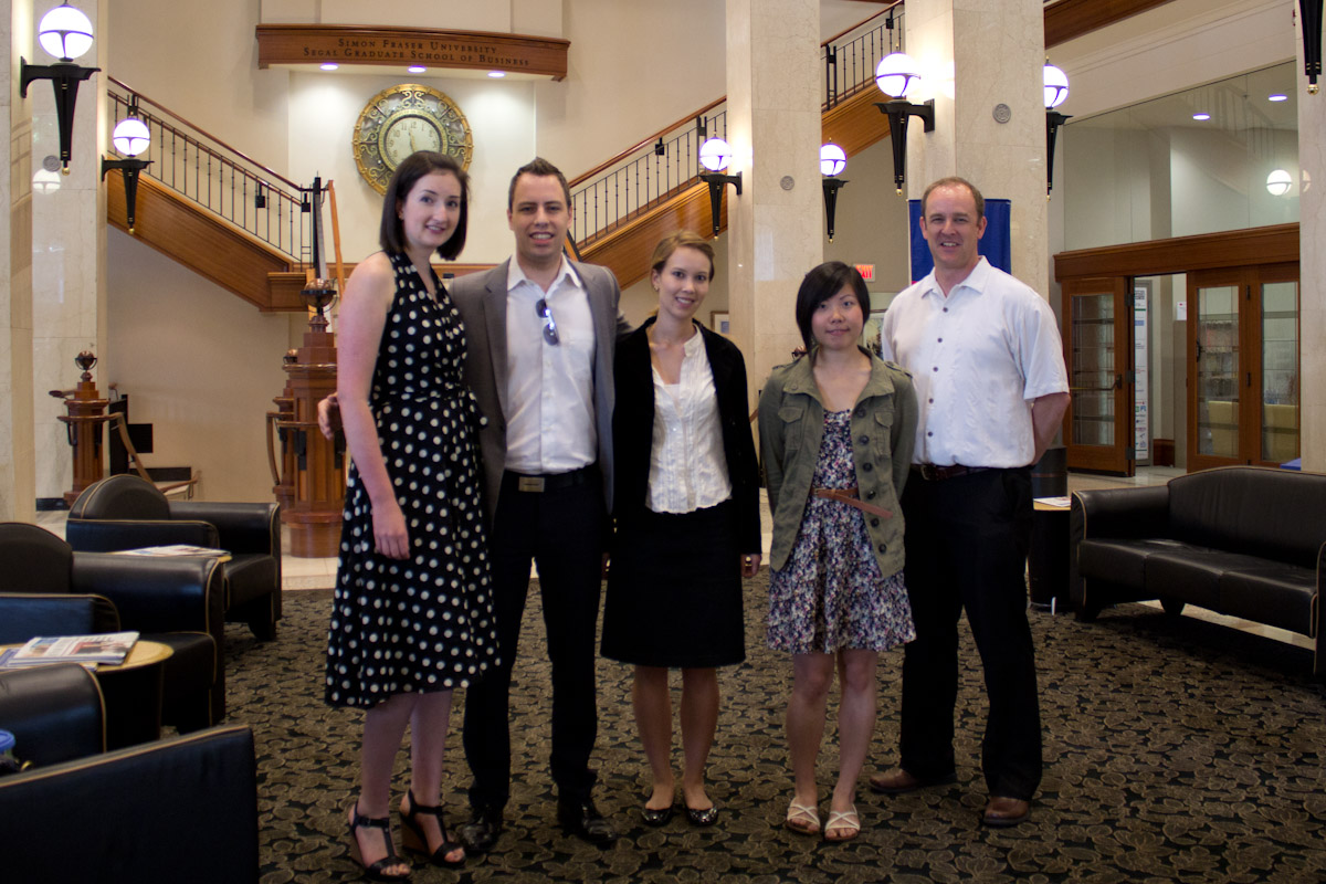 SFU graduate business students (left to right) Kathleen Williams, Peter Konefal, Eva Tidlund and Connie Chang were selected from a global field in the Graduate School Projects@Singapore competition. The team’s faculty adviser is David Hannah, an Associate Professor of Management and Organization Studies at SFU and Academic Director of the MBA program.